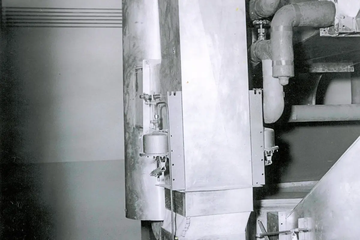 Metal ductwork and fan housings in a plant room